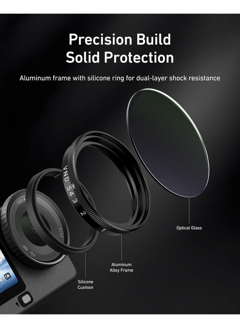 TELESIN Filter Kit for DJI Osmo Action 6 – VND 2–32 Variable ND, CPL UV Lens Filters, Snap-On/HD Optical Glass/Multi-Coated Filters Set, Action 6 Accessories for Travel, Sports & Cinematic Video - Image 5